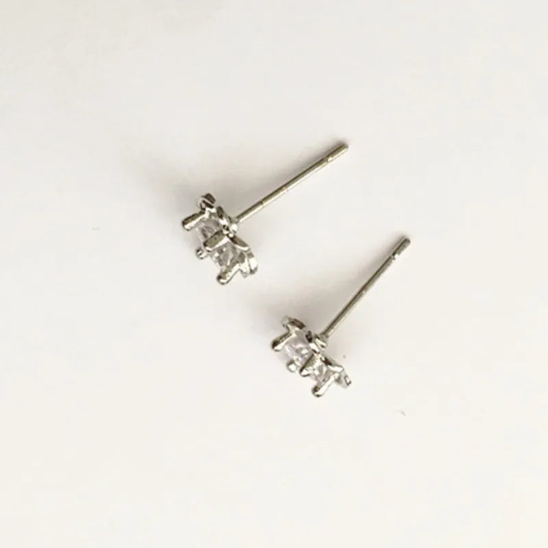 Wedding Jewelry Women Earrings Bijoux Silver-Color Zircon Flower Earrings Heart Fashion Jewelry Earring Boucle d'oreille Brincos