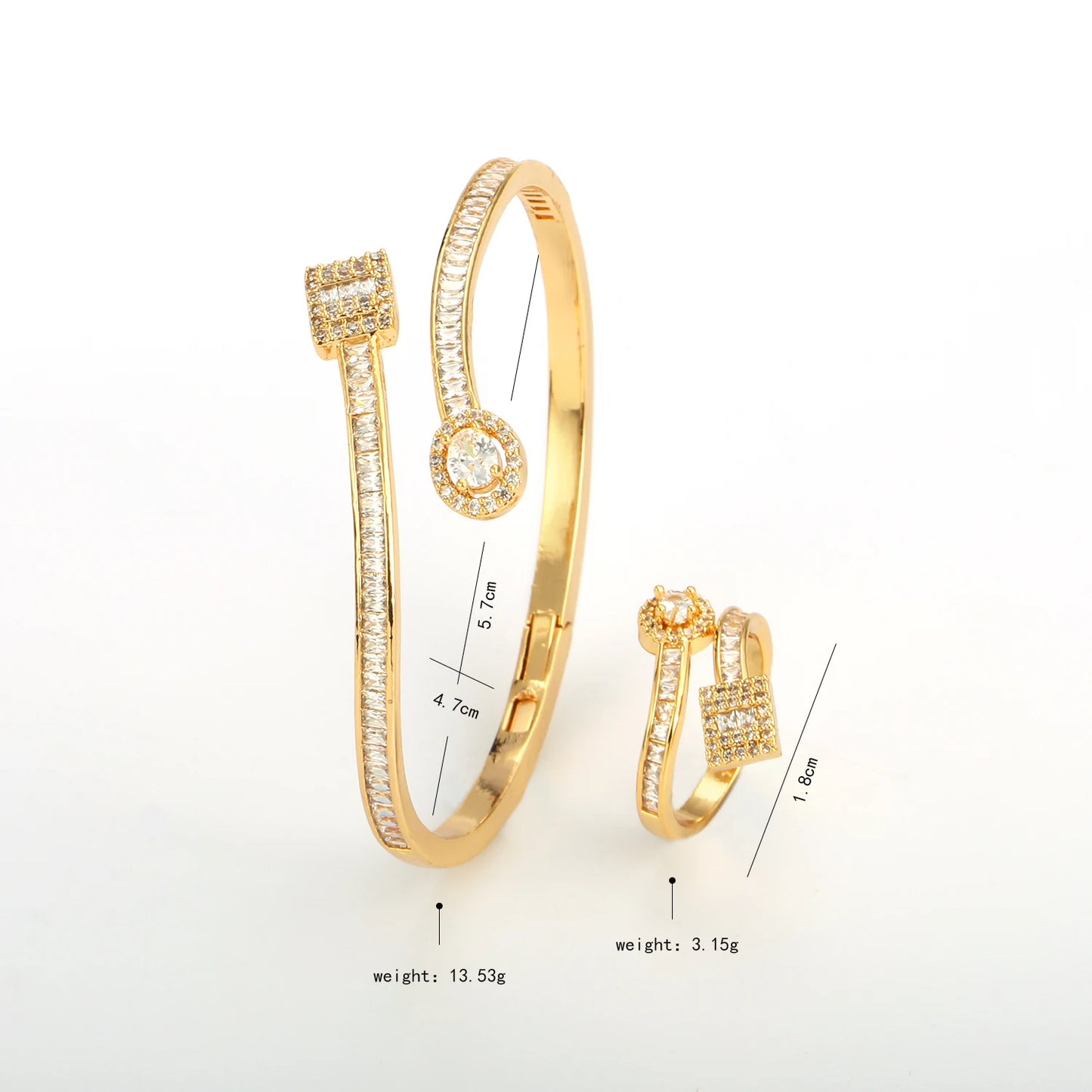Women's Zirconia Bracelet Ring Set Elegant Luxury Party Evening Dinner Jewelry personalized versatile jewelry fashionable