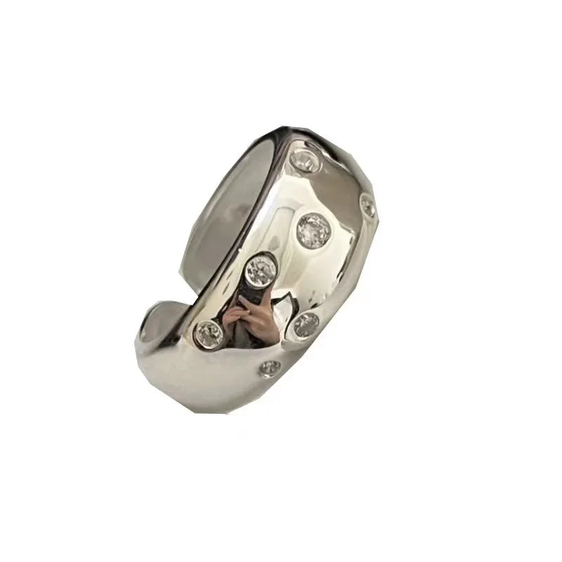 Women's Jewelry 925 Sterling Silver Zircon Wide Rings Couple Elegant Party Vintage Accessories Argent 925 Prevent Allergy