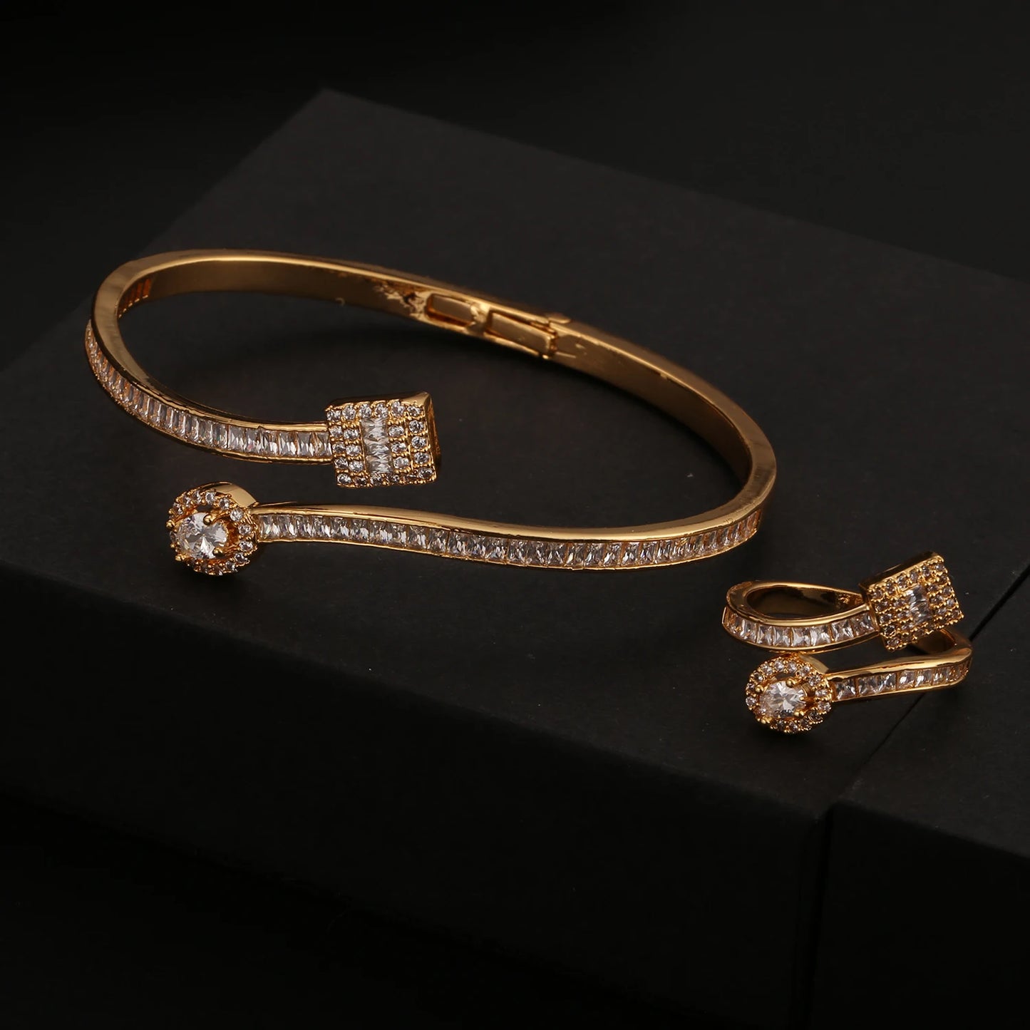 Women's Zirconia Bracelet Ring Set Elegant Luxury Party Evening Dinner Jewelry personalized versatile jewelry fashionable