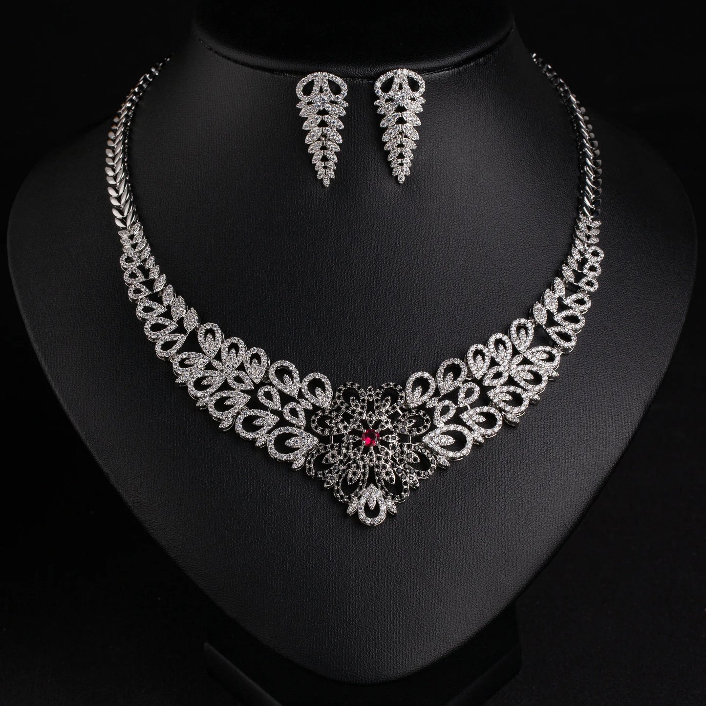 Women's Zircon Necklaces Earrings Jewelry Sets  Luxury Banquet Dresses Bridal Wear Accessories