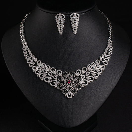 Women's Zircon Necklaces Earrings Jewelry Sets  Luxury Banquet Dresses Bridal Wear Accessories