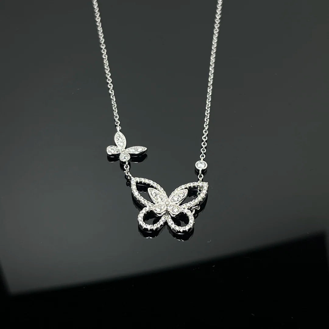 The 925 silver women's jewelry collection includes classic butterfly earrings, butterfly bracelets, and butterfly necklaces.