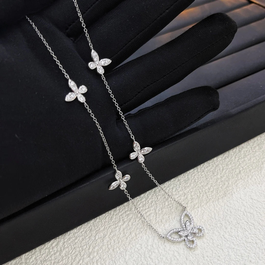 The 925 silver women's jewelry collection includes classic butterfly earrings, butterfly bracelets, and butterfly necklaces.