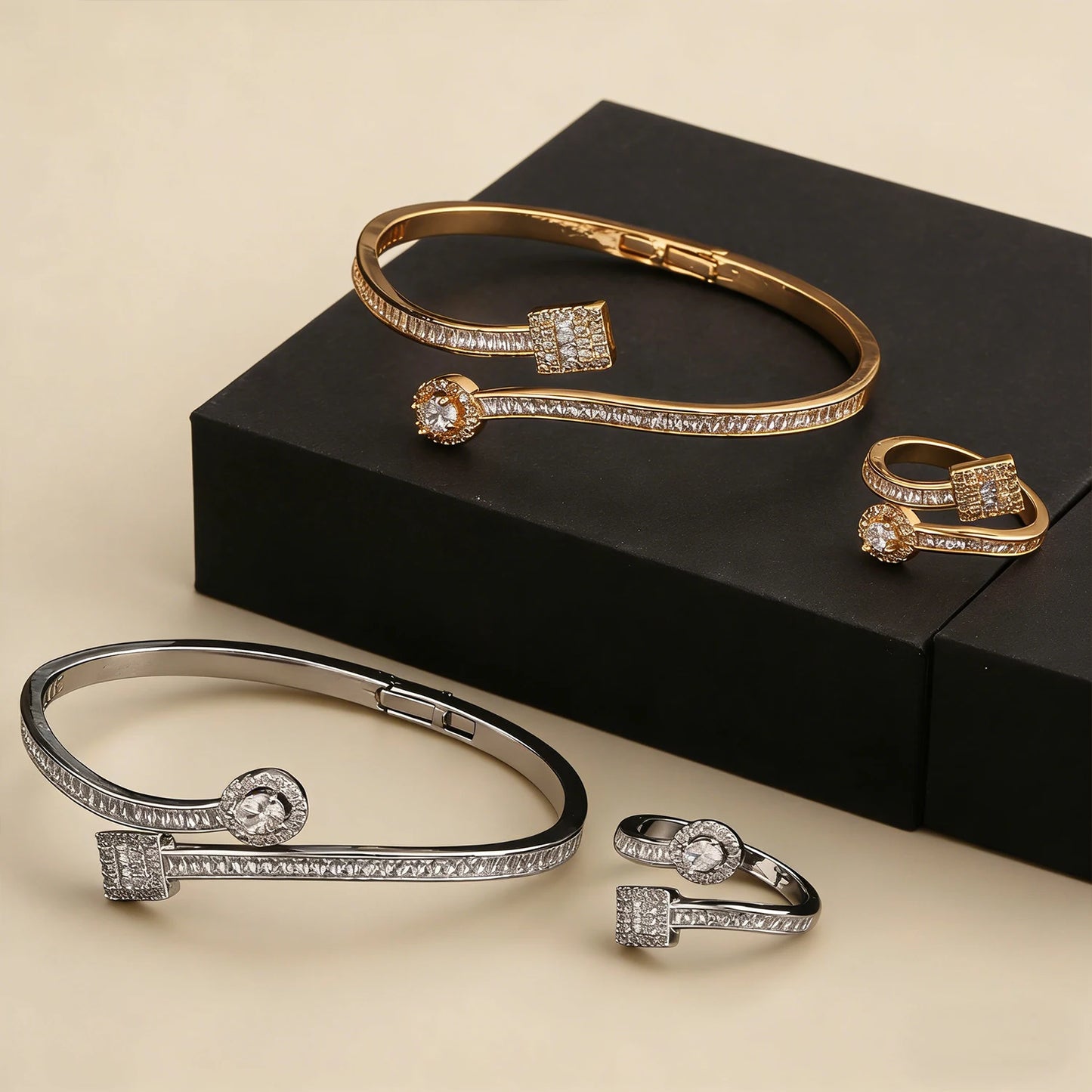 Women's Zirconia Bracelet Ring Set Elegant Luxury Party Evening Dinner Jewelry personalized versatile jewelry fashionable