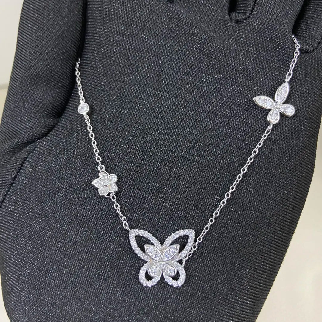 The 925 silver women's jewelry collection includes classic butterfly earrings, butterfly bracelets, and butterfly necklaces.