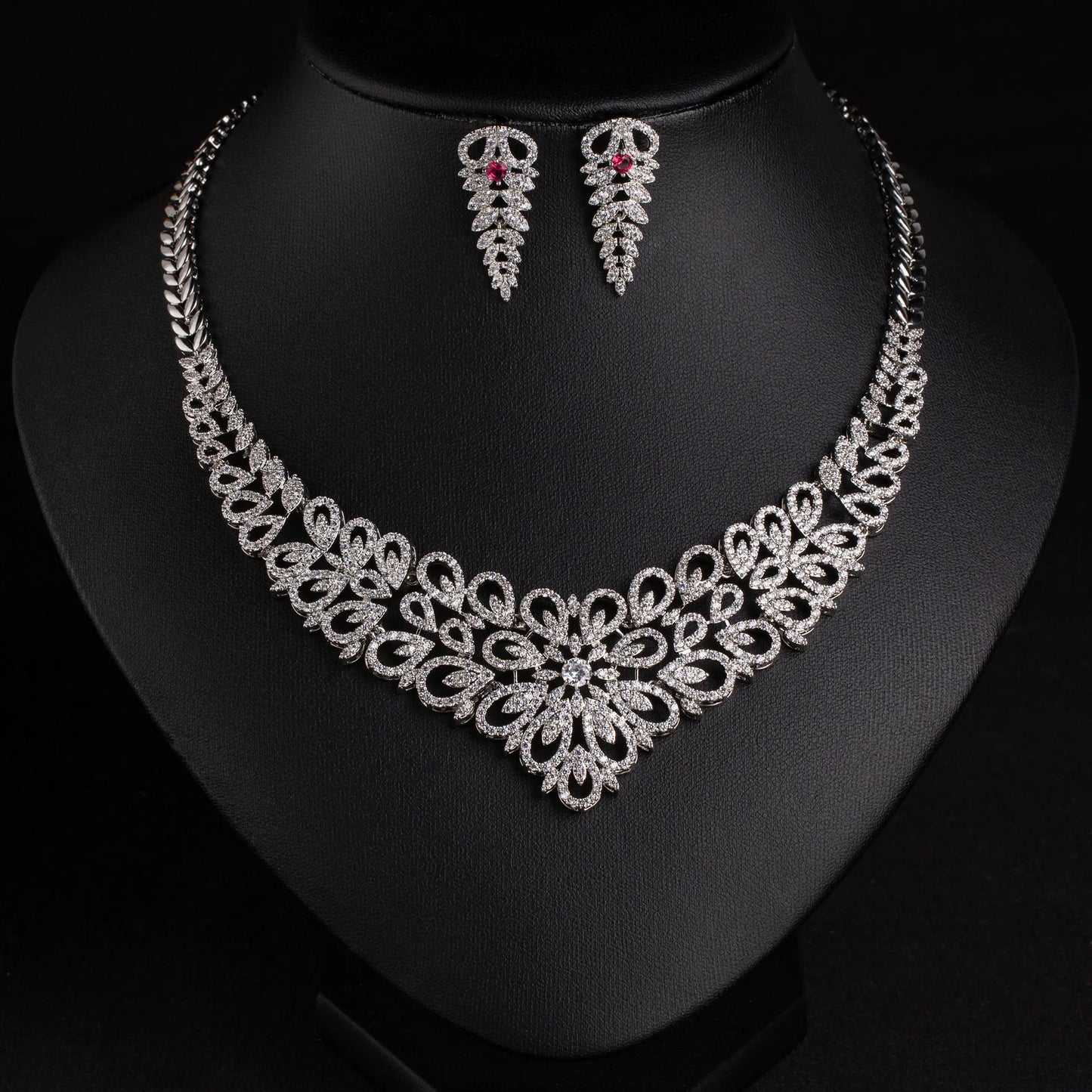 Women's Zircon Necklaces Earrings Jewelry Sets  Luxury Banquet Dresses Bridal Wear Accessories