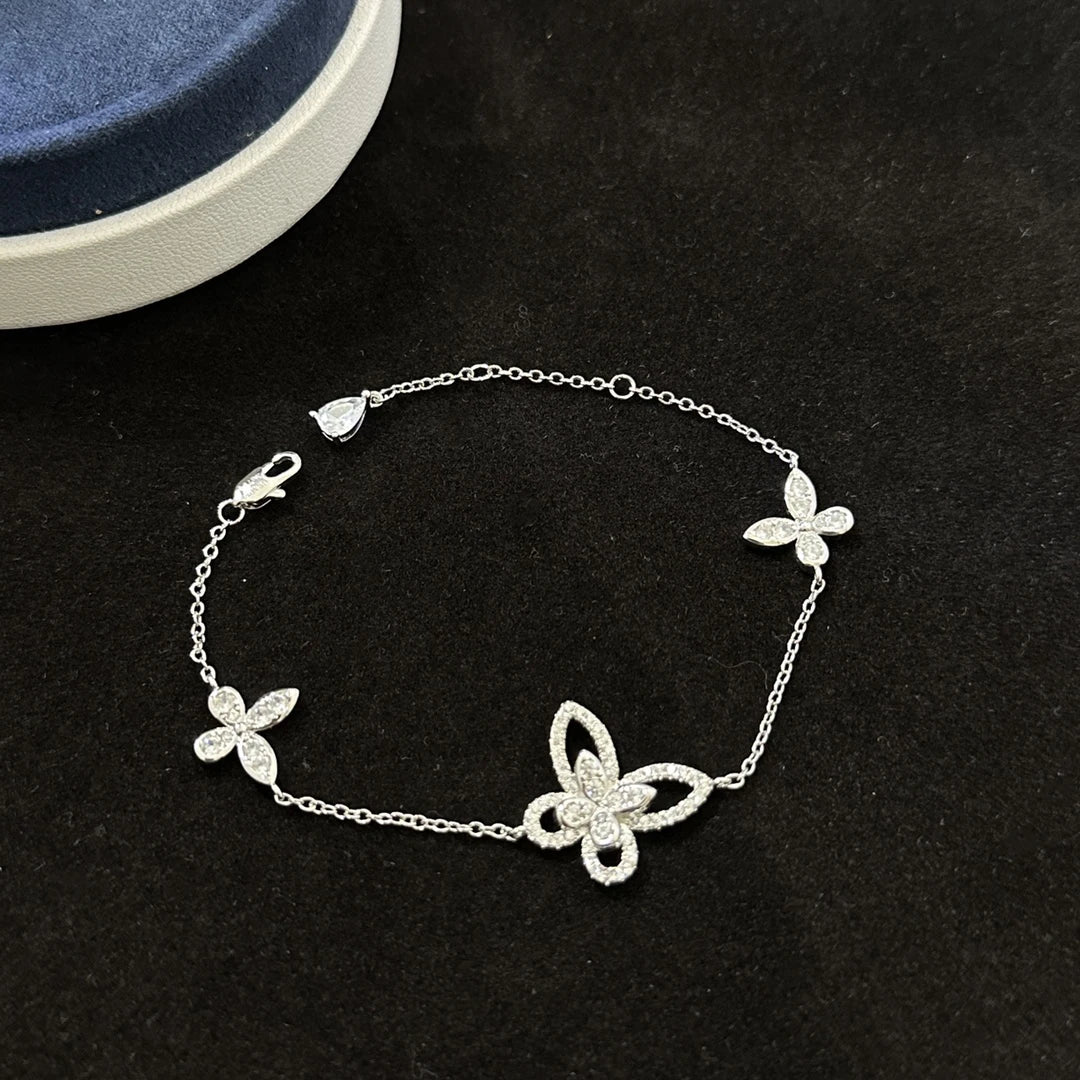 The 925 silver women's jewelry collection includes classic butterfly earrings, butterfly bracelets, and butterfly necklaces.