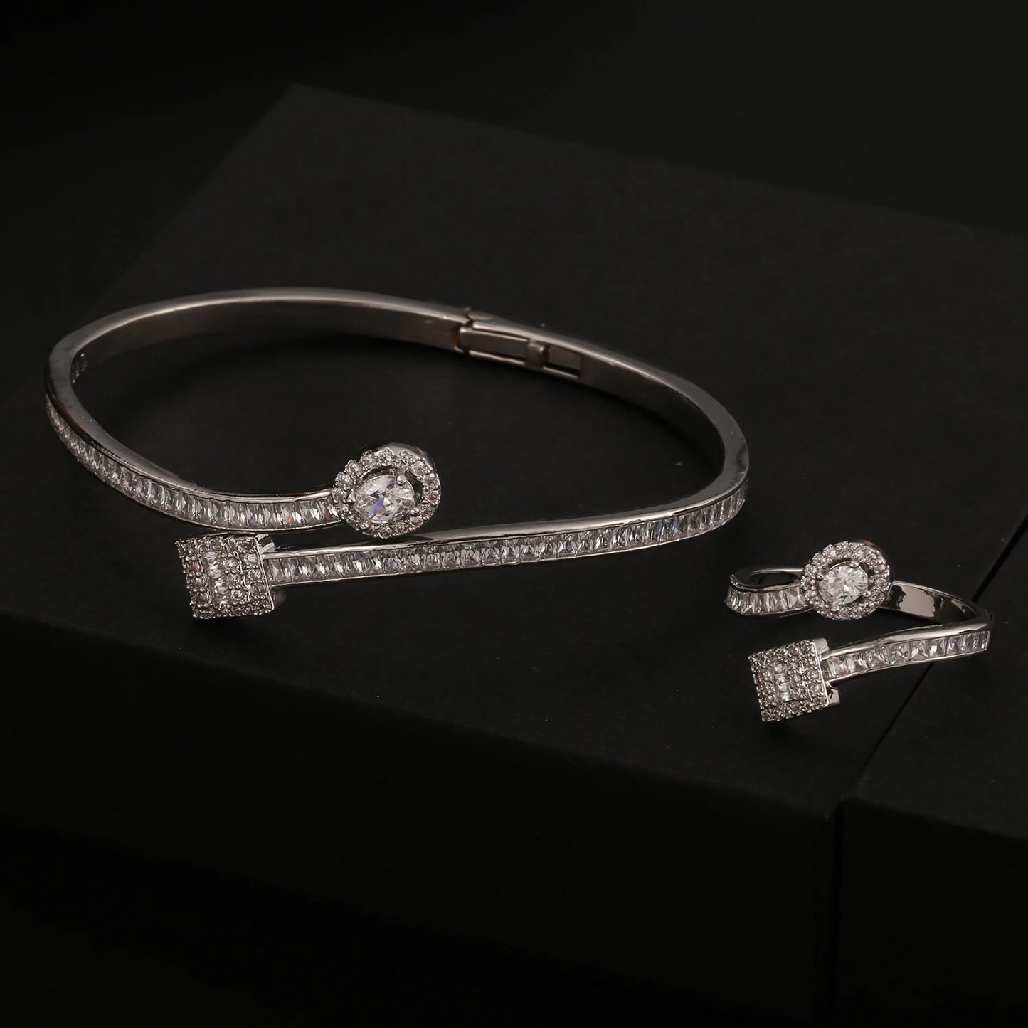 Women's Zirconia Bracelet Ring Set Elegant Luxury Party Evening Dinner Jewelry personalized versatile jewelry fashionable