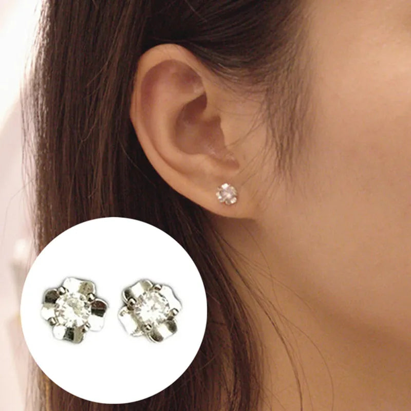 Wedding Jewelry Women Earrings Bijoux Silver-Color Zircon Flower Earrings Heart Fashion Jewelry Earring Boucle d'oreille Brincos