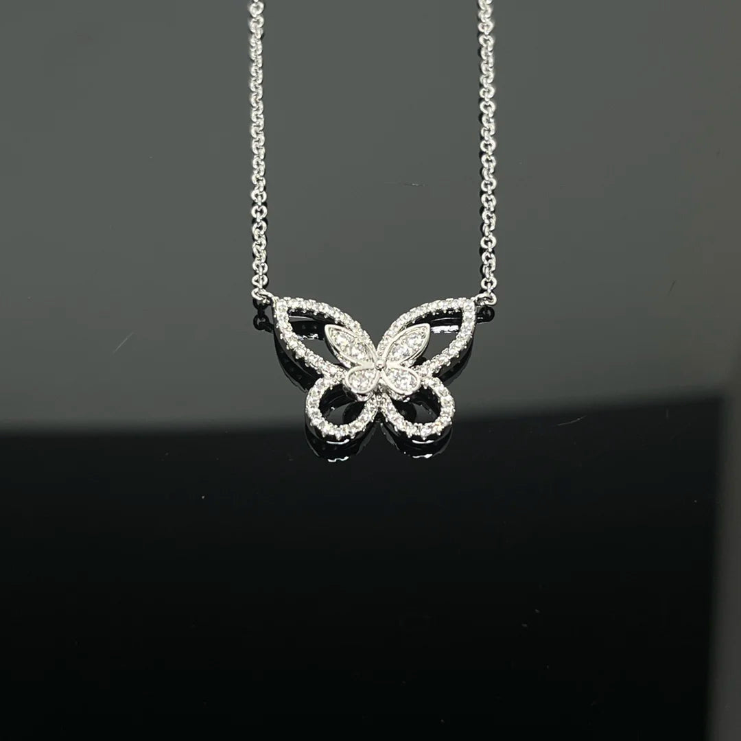 The 925 silver women's jewelry collection includes classic butterfly earrings, butterfly bracelets, and butterfly necklaces.