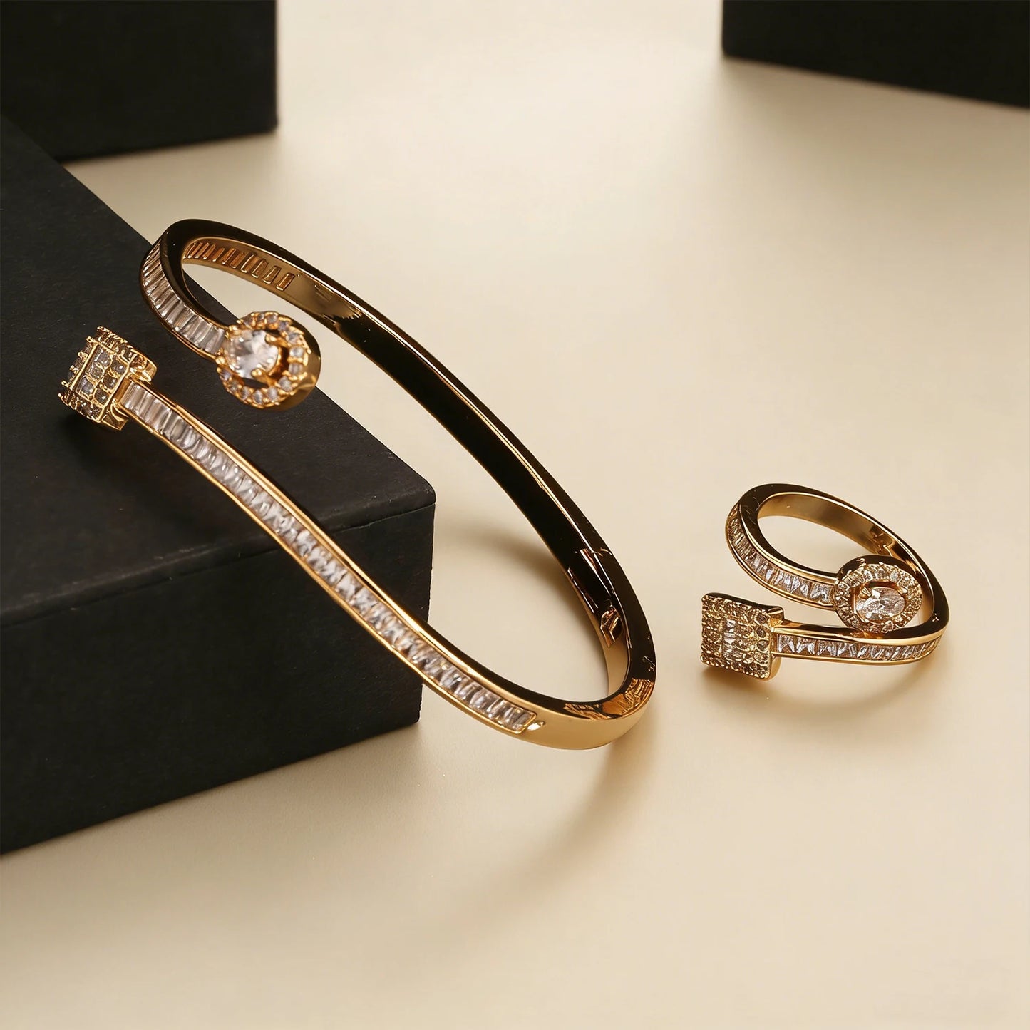 Women's Zirconia Bracelet Ring Set Elegant Luxury Party Evening Dinner Jewelry personalized versatile jewelry fashionable